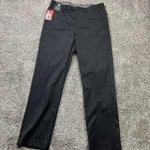 Murano Alex Slim Fit Pants Mens 34x32 Gray Pinstripe Flat Front Dress Slacks